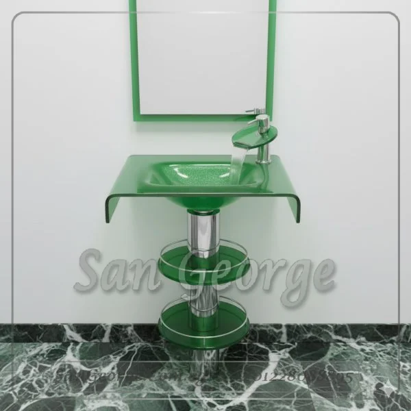 حوض حمام زجاج 2209 اخضر 70 سم على الارض  من San George Design