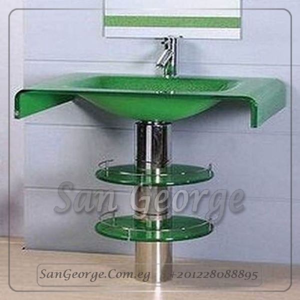 حوض حمام زجاج 2209 اخضر 70 سم على الارض من San George Design
