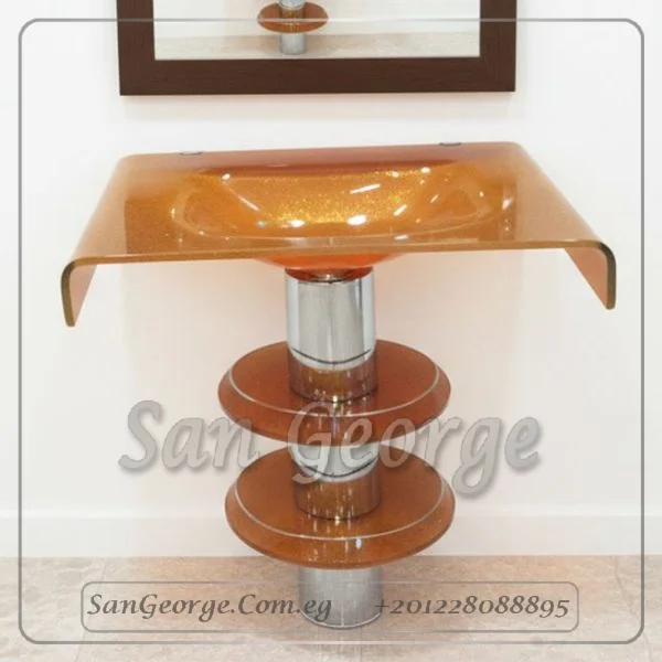 مجموعة حمام زجاج 90 ايفوري 60 سم معلقه  من San George Design
