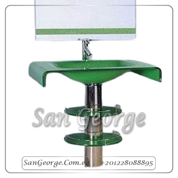 حوض حمام زجاج 2209 اخضر 70 سم على الارض من San George Design