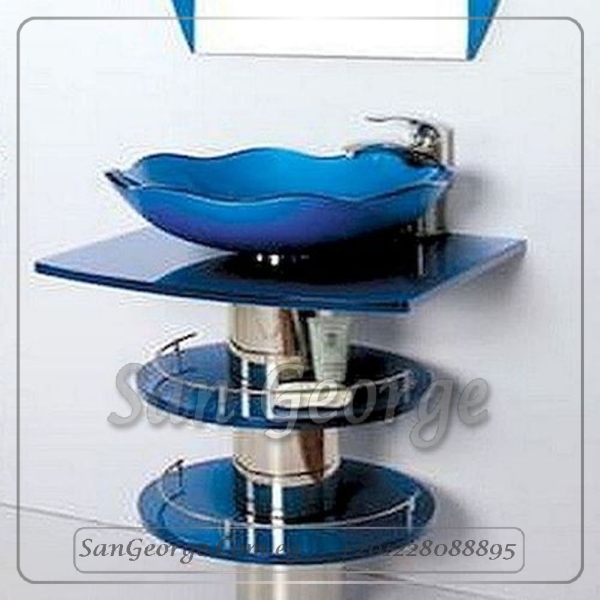 Glass Bathroom Vanity 4 Blue 50 cm by San George Design