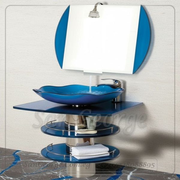 Glass Bathroom Vanity 4 Blue 50 cm by San George Design