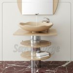 حوض حمام زجاج 004 بيج 50 سم على الارض  من San George Design
