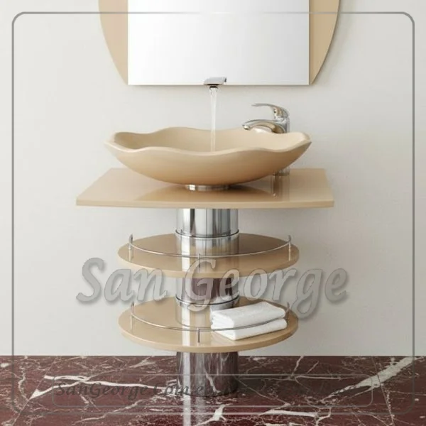 حوض حمام زجاج 004 بيج 50 سم على الارض  من San George Design