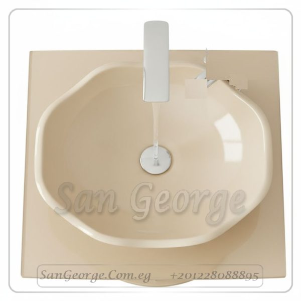 حوض حمام زجاج 004 بيج 50 سم على الارض  من San George Design