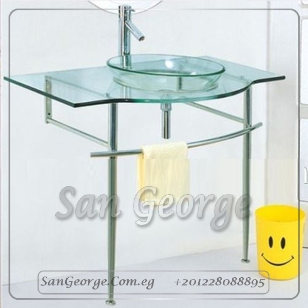حوض حمام زجاجي 141 شفاف 120 سم على الارض من San George Design