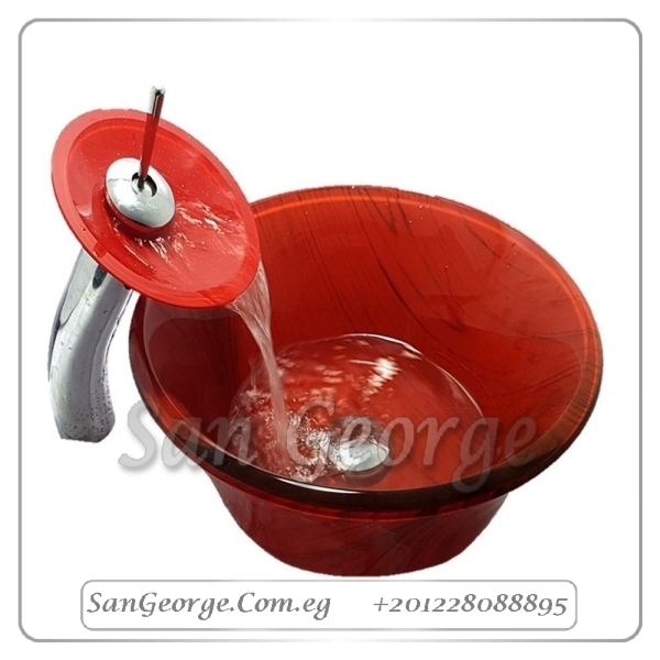 Glass Bathroom Sink B-543-Red by San George Design