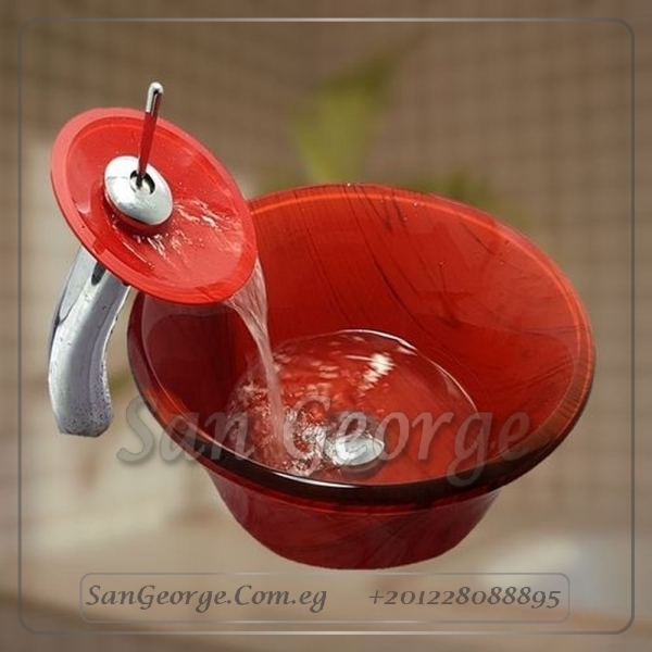 Glass Bathroom Sink B-543-Red by San George Design