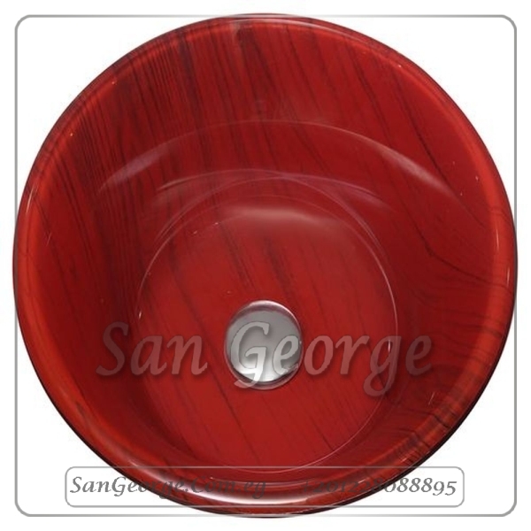 Glass Bathroom Sink B-543-Red by San George Design
