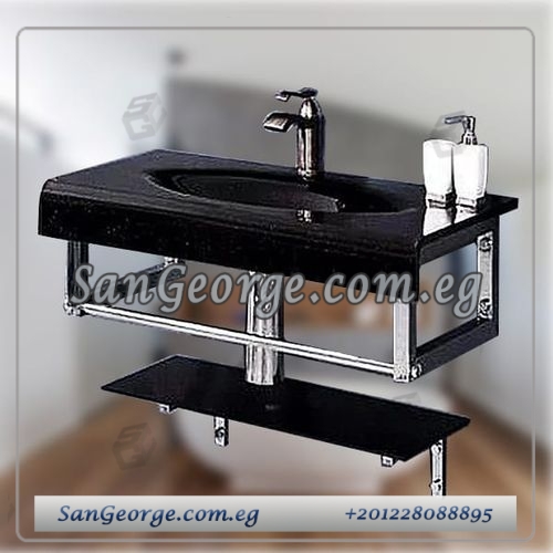 Glass Bathroom Vanity Set 3581 Red X Black 100 cm by San George Design