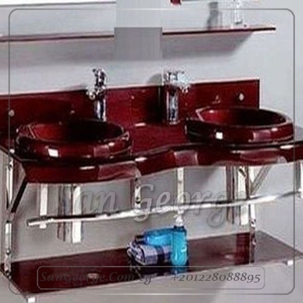 Glass Basin Set 12221 Dark Red 120 cm by San George Design