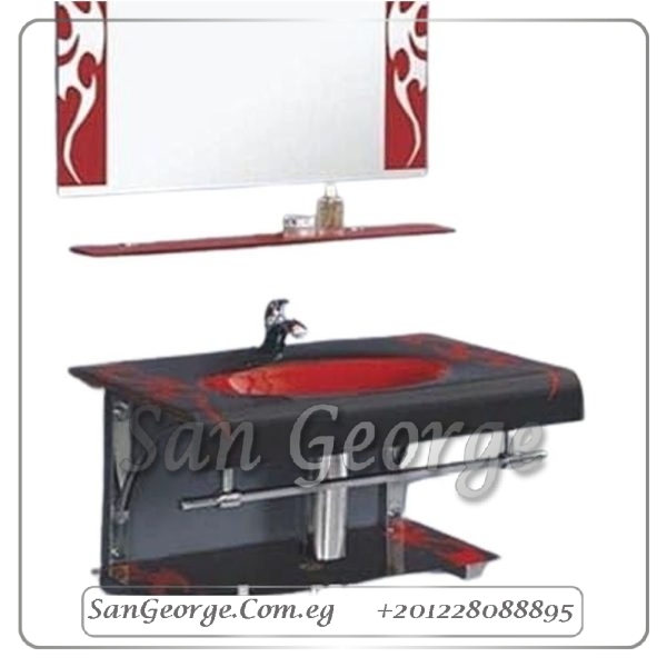 وحدة الحمام الزجاجيه 13 اسود 80 سم معلقه من San George Design