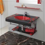 وحدة الحمام الزجاجيه 13 اسود 80 سم معلقه  من San George Design