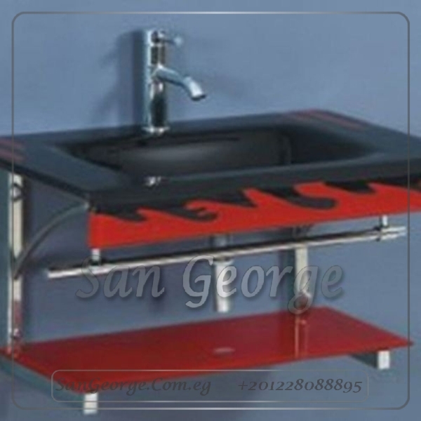 وحده حمام زجاج 137 احمر 80 سم معلقه من San George Design