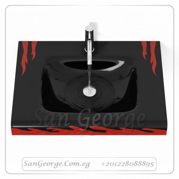 وحده حمام زجاج 137 احمر 80 سم معلقه  من San George Design