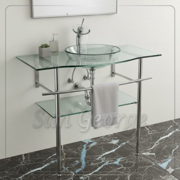 وحده حوض حمام زجاجي 141 شفاف على الارض  من San George Design