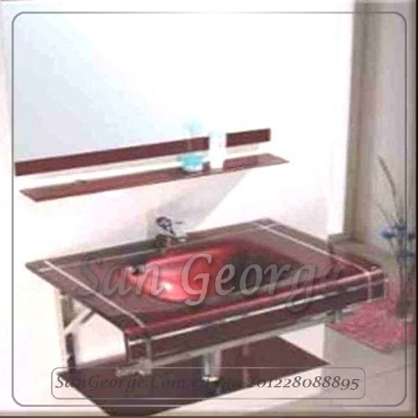 Glass Bathroom Vanity 17 Red 80 cm by San George Design