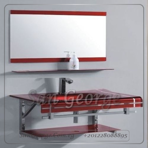 Glass Bathroom Vanity 17 Red 80 cm by San George Design
