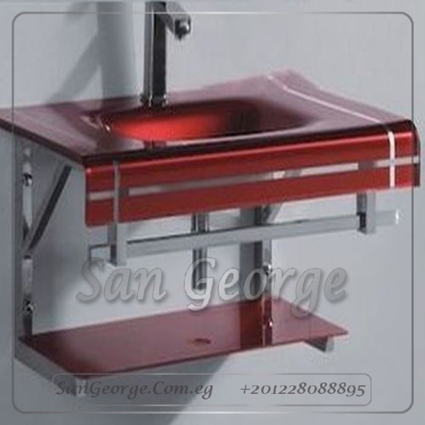 Glass Bathroom Vanity 17 Red 80 cm by San George Design