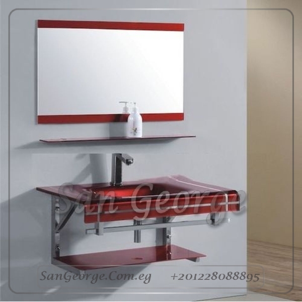 Glass Bathroom Vanity 17 Red 80 cm by San George Design