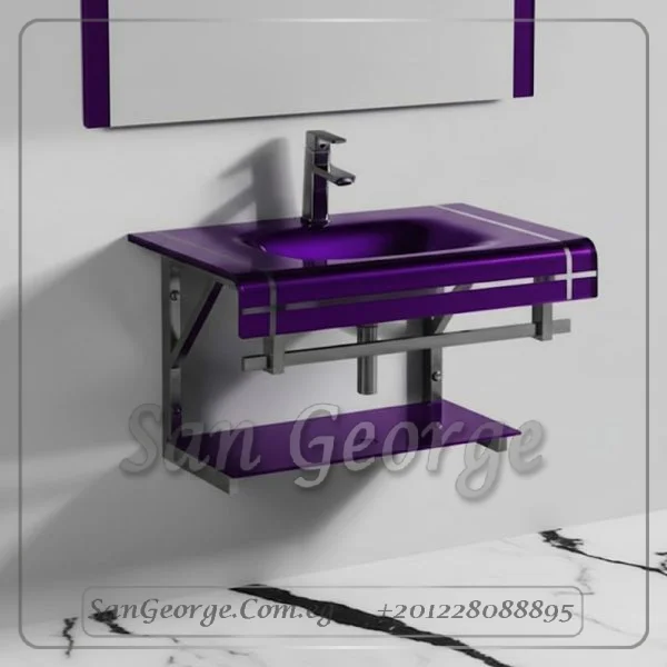 Glass Bathroom Vanity Set 17 Light Purple 80 cm by San George Design