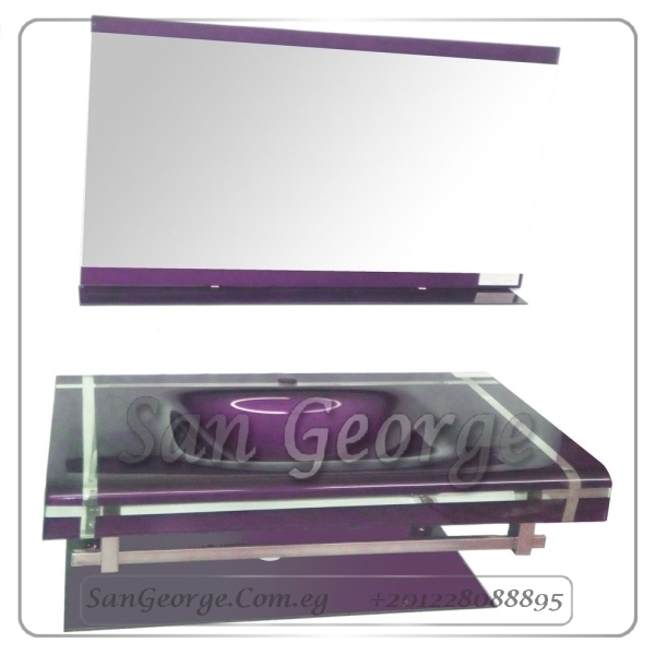 Glass Bathroom Vanity Set 17 Light Purple 80 cm by San George Design