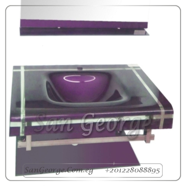 Glass Bathroom Vanity Set 17 Light Purple 80 cm by San George Design