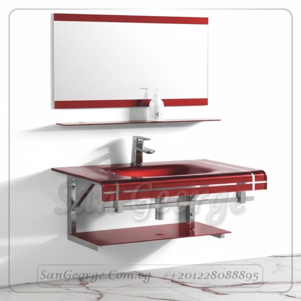 Glass Bathroom Vanity 17 Red 80 cm by San George Design