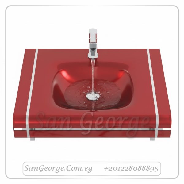 Glass Bathroom Vanity 17 Red 80 cm by San George Design