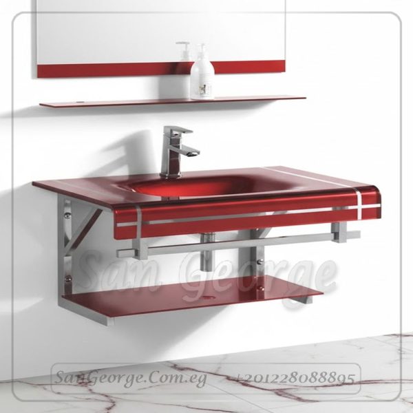 Glass Bathroom Vanity 17 Red 80 cm by San George Design