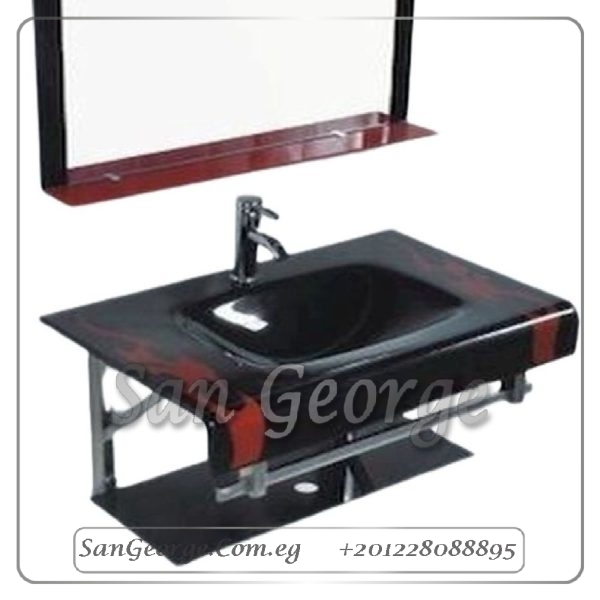 مجموعة حوض زجاج 171 اسود 80 سم معلقه من San George Design