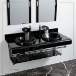 حوض حمام زجاجي 178 اسود 120 سم معلقه  من San George Design