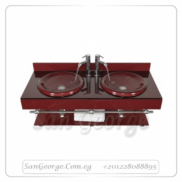Glass Basin Set 12221 Dark Red 120 cm by San George Design
