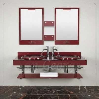 Glass Basin Set 12221 Dark Red 120 cm by San George Design