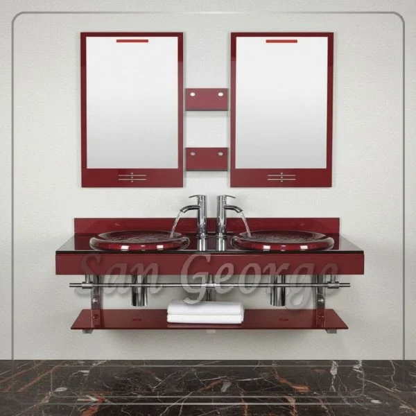 Glass Basin Set 12221 Dark Red 120 cm by San George Design