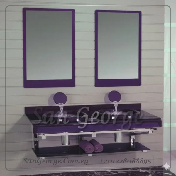 مجموعة حمام زجاج 178 موف 120 سم معلقه  من San George Design