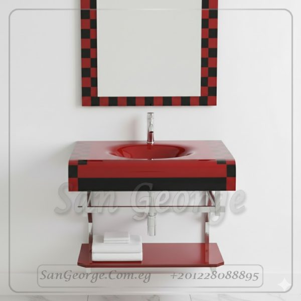 Glass Vanity Set 189 Red X Black 80 cm by San George Design