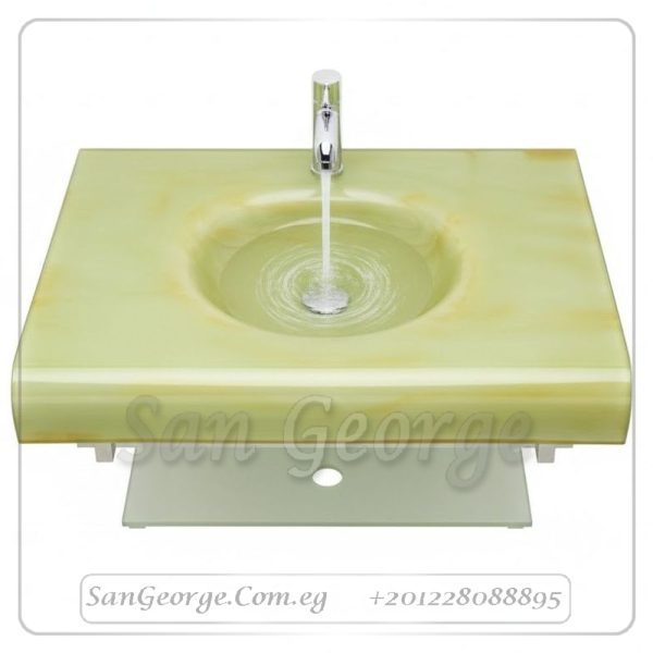 مجموعة حمام زجاج 189 دهبي 80 سم معلقه  من San George Design
