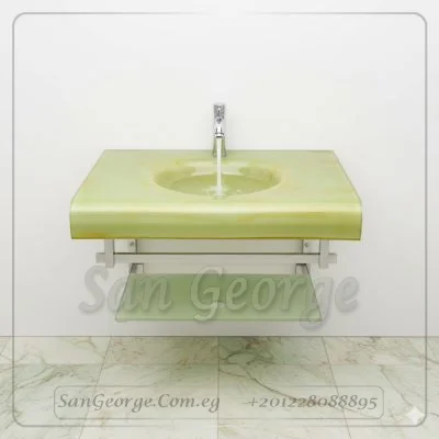 مجموعة حمام زجاج 189 دهبي 80 سم معلقه  من San George Design