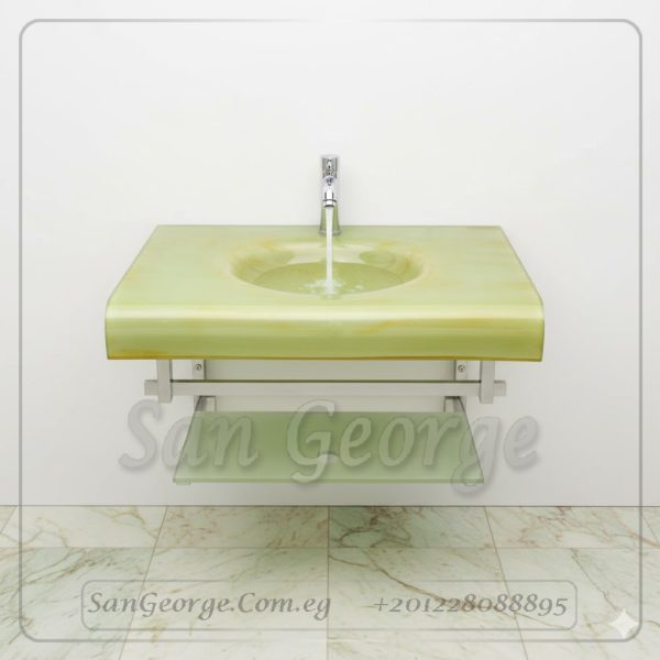 مجموعة حمام زجاج 189 دهبي 80 سم معلقه  من San George Design