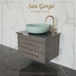 وحده موبيليا خشب حمام معلق حوض زجاج 60 سم Br-Mar-Blk-007