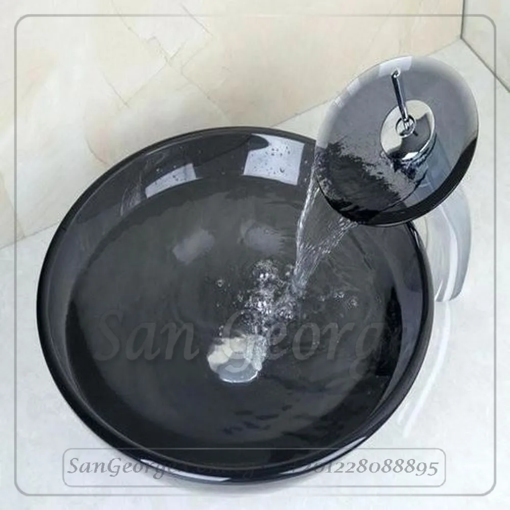 Glass Bathroom Sink A-2005-BLACK-1 by San George Design
