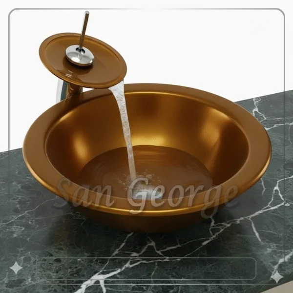 Glass Bathroom Sink Bowls A- 5007 GOLD by San George Design