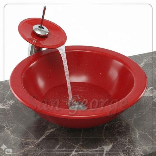 Glass Vessel Sink A-5007 Red 2 by San George Design