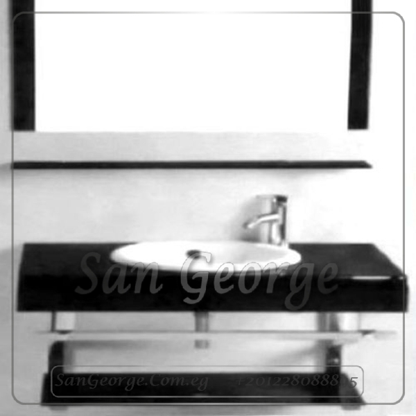 وحدة الحمام الزجاجيه 202 اسود 80 سم معلقه من San George Design