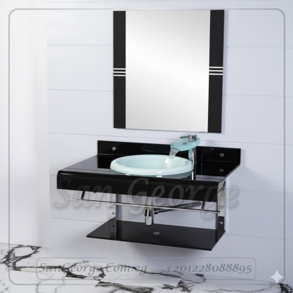 وحدة الحمام الزجاجيه 202 اسود 80 سم معلقه  من San George Design