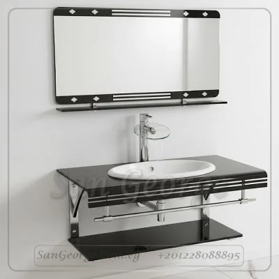 وحدة الحمام الزجاجيه 202 اسود 80 سم معلقه  من San George Design