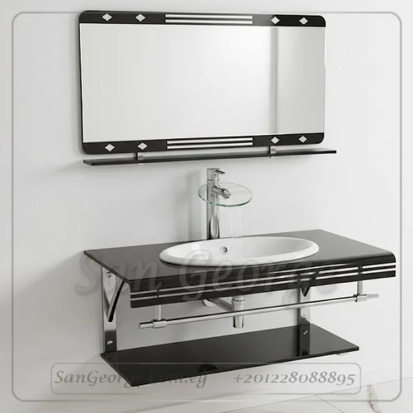 وحدة الحمام الزجاجيه 202 اسود 80 سم معلقه  من San George Design