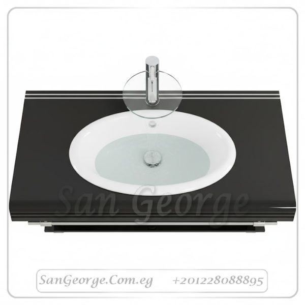 وحدة الحمام الزجاجيه 202 اسود 80 سم معلقه  من San George Design