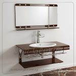 مجموعة حوض زجاج 202 بني 80 سم معلقه  من San George Design